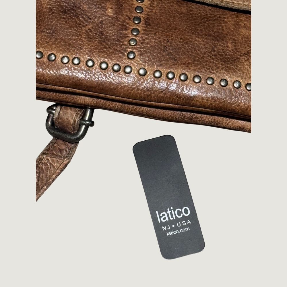 Latico Cleo Crossbody Cognac Leather Bag Studded Flap Details - Picture 5 of 8